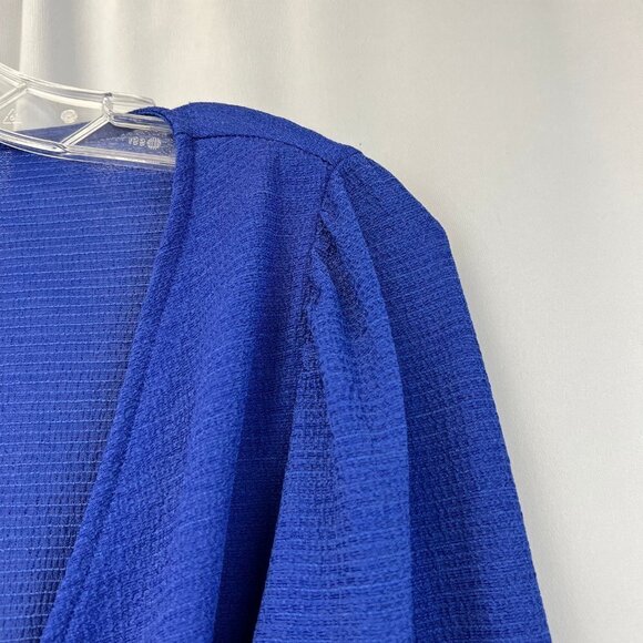 Express Womens Blue Surplice Neck Long Sleeve Pullover Blouse Top Size Small - Picture 5 of 10